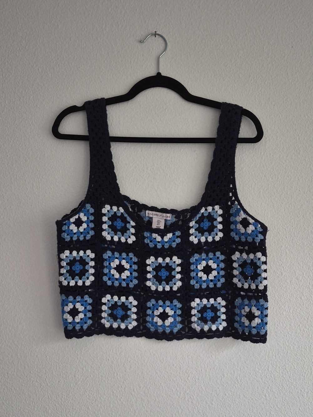 Granny Square Crochet Crop Top, Size L
